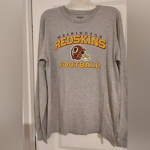 NFL Washington Redskins Logo Reebok Long Sleeve Shirt Gray Med READ